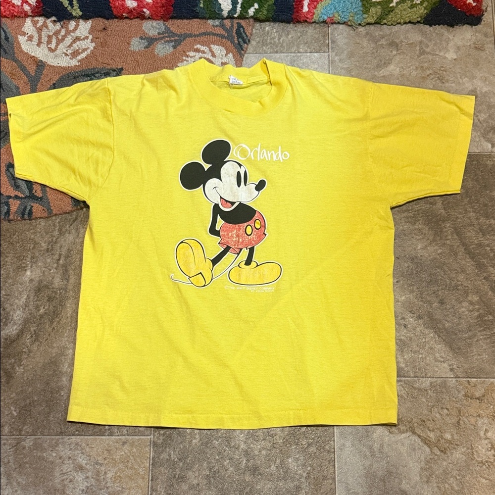 Vintage Velva Sheen Disney Mickey Mouse Orlando Yellow T-Shirt